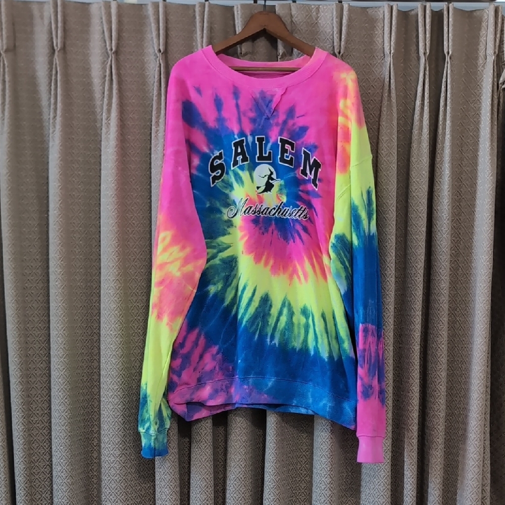 Women's Size 3X Tie Dye Salem Massachusetts Crew Neck Sweatshirt